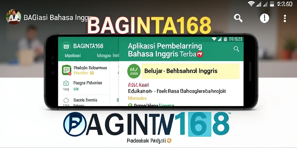 Antarmuka aplikasi BAGINTA168 untuk belajar Bahasa Inggris.