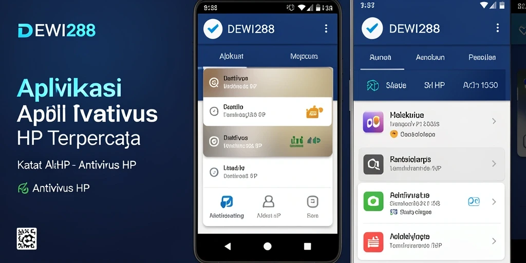 Antarmuka utama aplikasi DEWI288 menunjukkan fitur pemindaian antivirus yang intuitif.