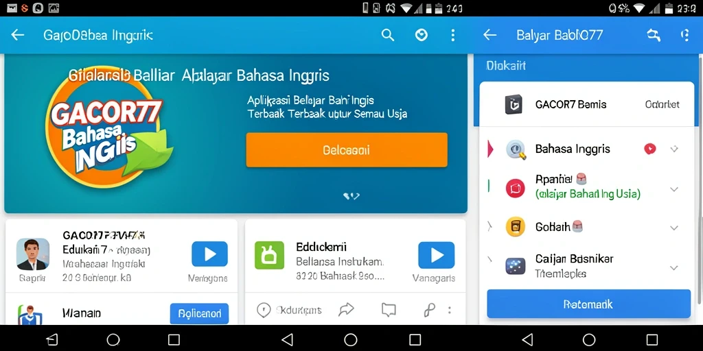 Antarmuka aplikasi GACOR77 untuk belajar Bahasa Inggris yang interaktif.