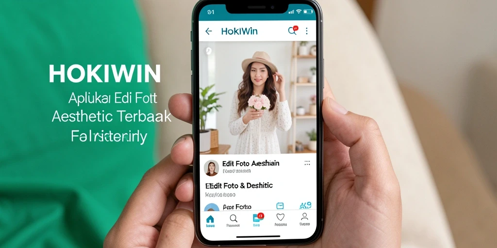 Antarmuka HOKIWIN dengan fitur edit foto aesthetic yang menarik.
