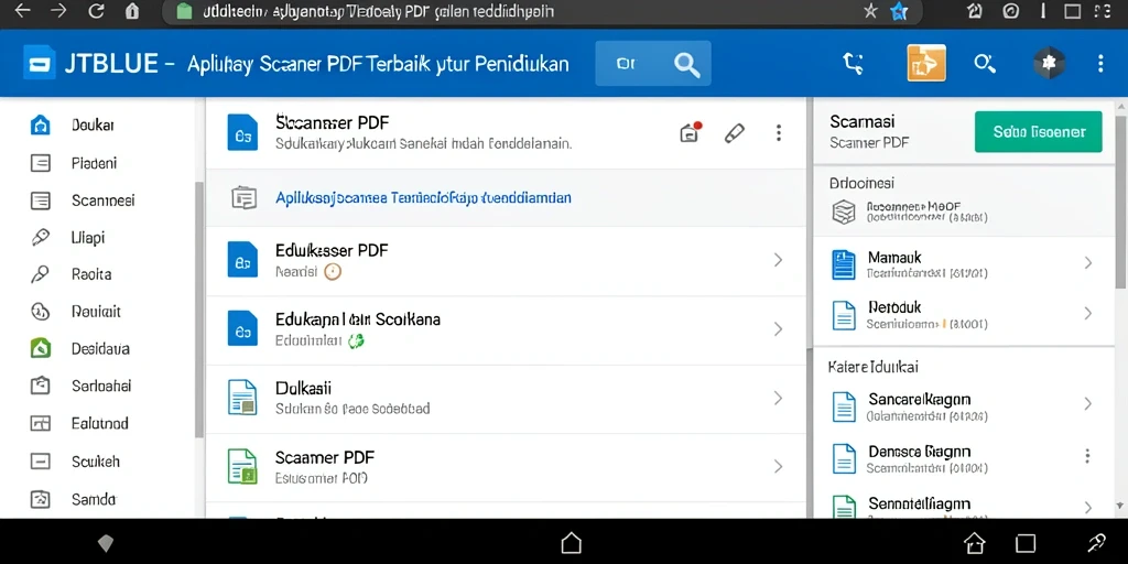 Antarmuka aplikasi JTBLUE saat melakukan pemindaian dokumen PDF.