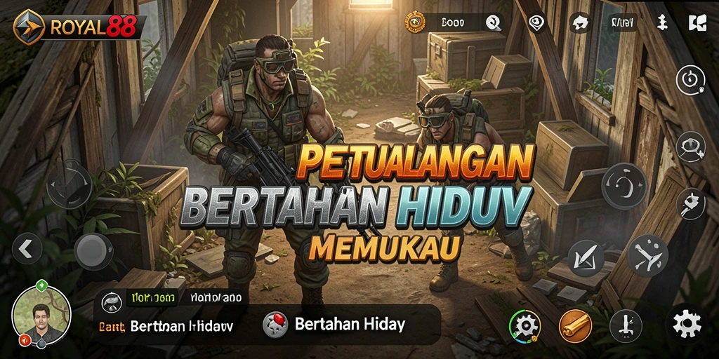 Tampilan antarmuka utama ROYAL88 yang menampilkan aksi bertahan hidup.