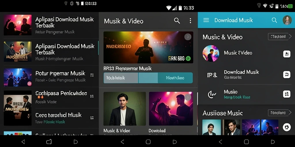Tampilan antarmuka RR33 yang memudahkan pengguna mengunduh musik.
