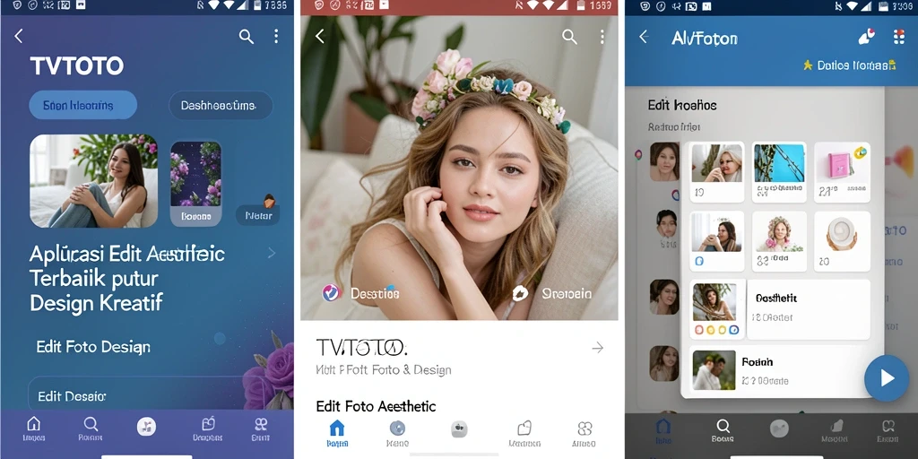 Antarmuka aplikasi TVTOTO untuk Edit Foto Aesthetic yang menarik.