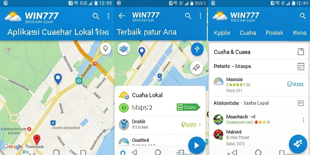 Tampilan antarmuka aplikasi WIN777 dengan informasi cuaca yang lengkap.