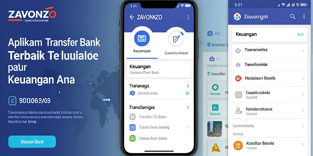 Tampilan antarmuka aplikasi ZAVONZO yang intuitif untuk transfer bank.