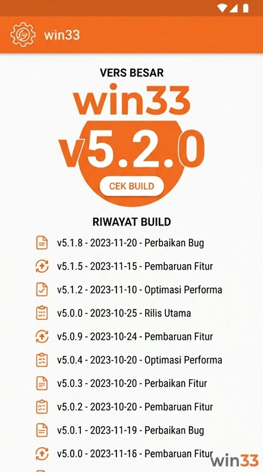 Riwayat Versi win33 untuk Pengguna Android